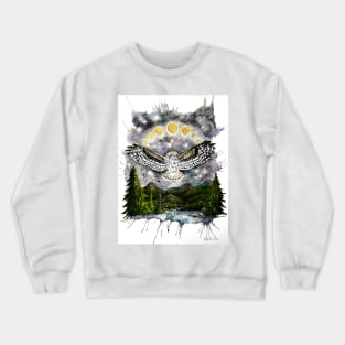 Owl Moonlight Lake Crewneck Sweatshirt